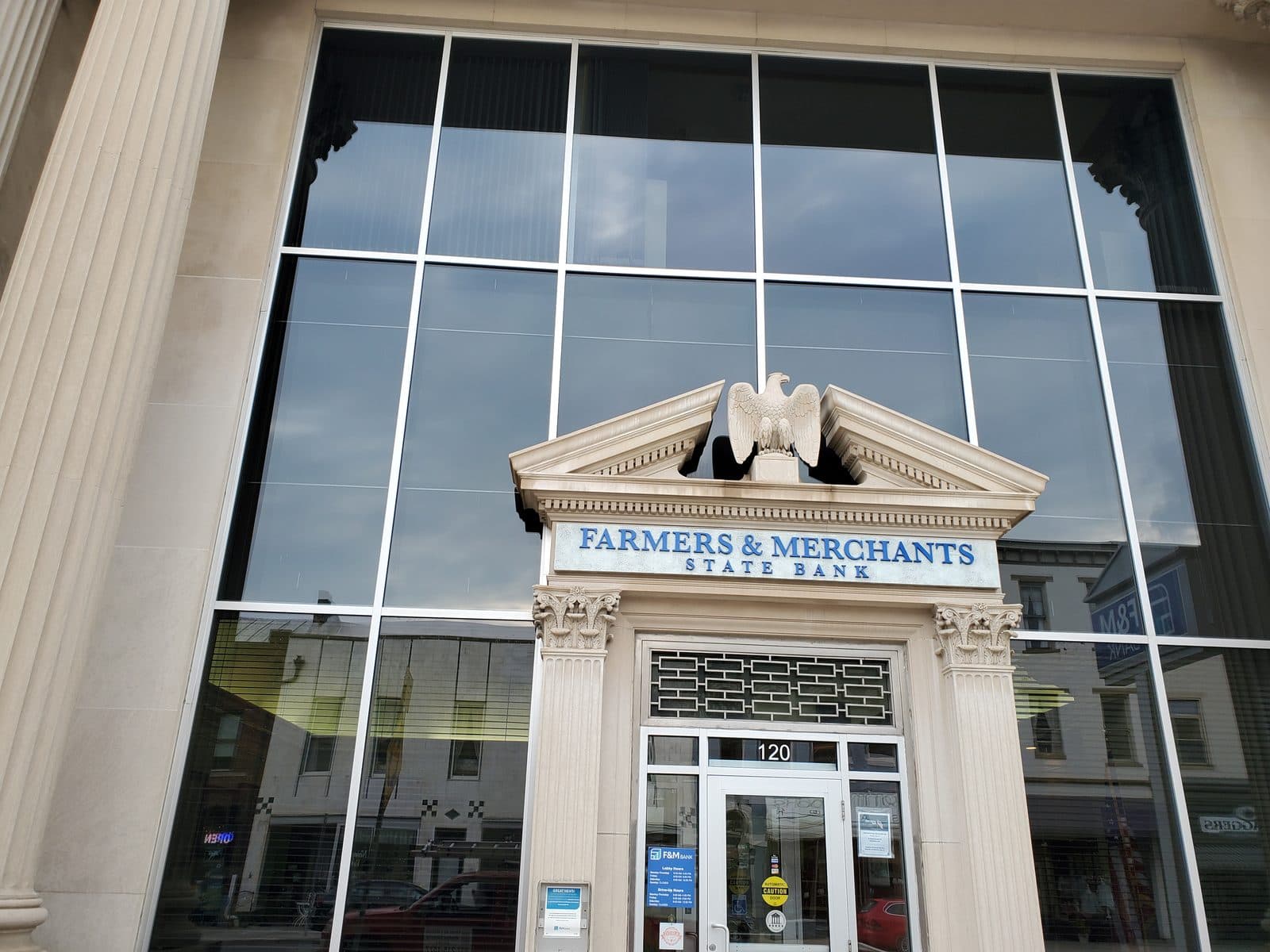 Commercial window cleaning in downtown Urbana